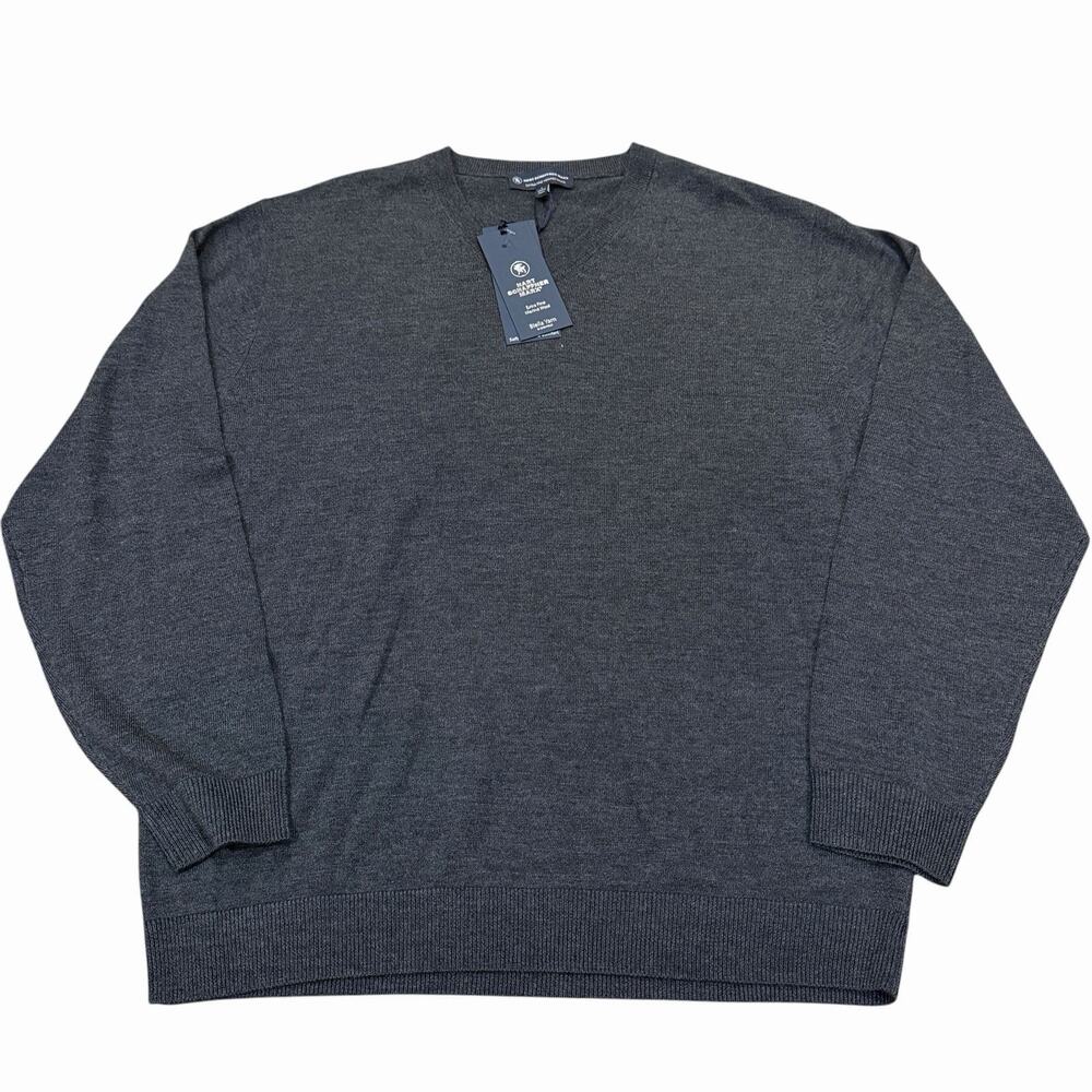 NWT Hart Schaffner Marx Extra Fine Merino Wool V-Neck Sweater Gray Men's Size L*